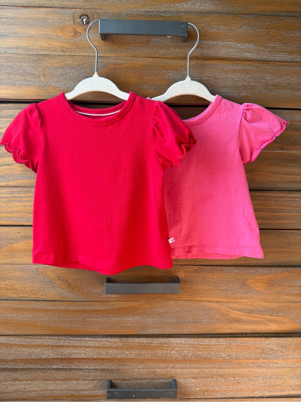 BUNDLE Baby Short Sleeve Tees - Red & Pink Puff Sleeve Tops